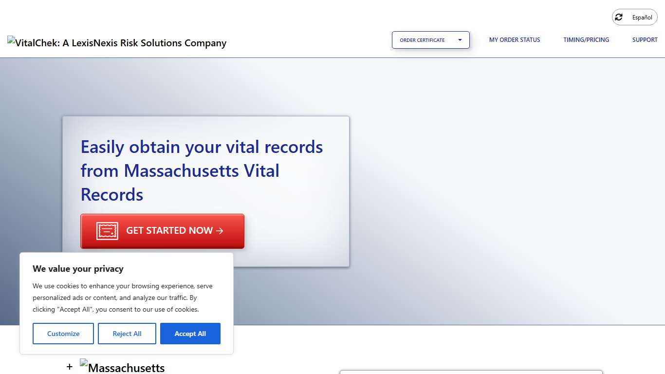 Massachusetts Vital Records (MA) Order Certificates - VitalChek